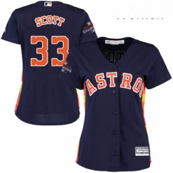 Womens Majestic Houston Astros 33 Mike Scott Replica Navy Blue Alternate 2017 World Series Champions Cool Base MLB Jersey