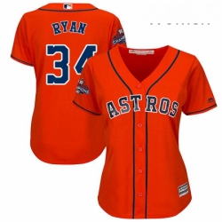 Womens Majestic Houston Astros 34 Nolan Ryan Authentic Orange Alternate 2017 World Series Champions Cool Base MLB Jersey