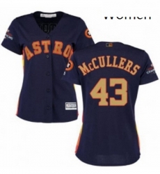 Womens Majestic Houston Astros 43 Lance McCullers Authentic Navy Blue Alternate 2018 Gold Program Cool Base MLB Jersey