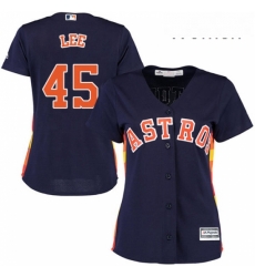 Womens Majestic Houston Astros 45 Carlos Lee Replica Navy Blue Alternate Cool Base MLB Jersey