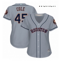 Womens Majestic Houston Astros 45 Gerrit Cole Authentic Grey Road Cool Base MLB Jersey 