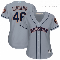 Womens Majestic Houston Astros 46 Francisco Liriano Authentic Grey Road Cool Base MLB Jersey 