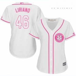 Womens Majestic Houston Astros 46 Francisco Liriano Replica White Fashion Cool Base MLB Jersey 