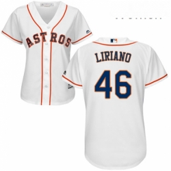 Womens Majestic Houston Astros 46 Francisco Liriano Replica White Home Cool Base MLB Jersey 