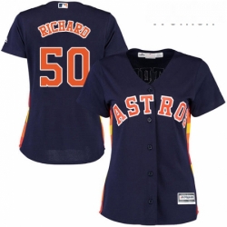 Womens Majestic Houston Astros 50 JR Richard Replica Navy Blue Alternate Cool Base MLB Jersey