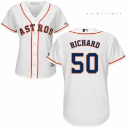 Womens Majestic Houston Astros 50 JR Richard Replica White Home Cool Base MLB Jersey