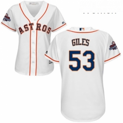 Womens Majestic Houston Astros 53 Ken Giles Authentic White Home 2017 World Series Champions Cool Base MLB Jersey 