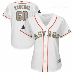 Womens Majestic Houston Astros 60 Dallas Keuchel Authentic White 2018 Gold Program Cool Base MLB Jersey