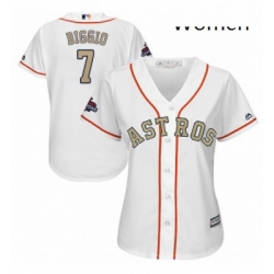 Womens Majestic Houston Astros 7 Craig Biggio Authentic White 2018 Gold Program Cool Base MLB Jersey