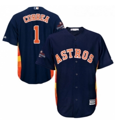 Youth Majestic Houston Astros 1 Carlos Correa Replica Navy Blue Alternate 2017 World Series Champions Cool Base MLB Jersey