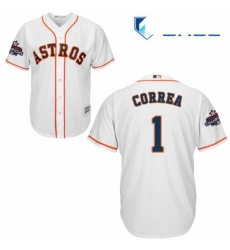 Youth Majestic Houston Astros 1 Carlos Correa Replica White Home 2017 World Series Champions Cool Base MLB Jersey