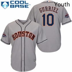 Youth Majestic Houston Astros 10 Yuli Gurriel Authentic Grey Road 2017 World Series Champions Cool Base MLB Jersey 