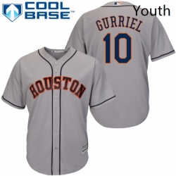 Youth Majestic Houston Astros 10 Yuli Gurriel Replica Grey Road Cool Base MLB Jersey 