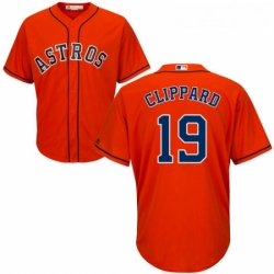 Youth Majestic Houston Astros 19 Tyler Clippard Authentic Orange Alternate Cool Base MLB Jersey 