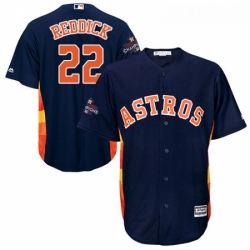 Youth Majestic Houston Astros 22 Josh Reddick Authentic Navy Blue Alternate 2017 World Series Champions Cool Base MLB Jersey