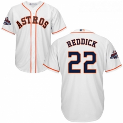 Youth Majestic Houston Astros 22 Josh Reddick Authentic White Home 2017 World Series Champions Cool Base MLB Jersey