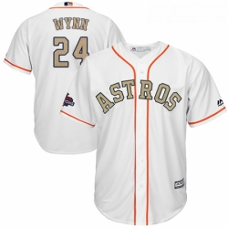 Youth Majestic Houston Astros 24 Jimmy Wynn Authentic White 2018 Gold Program Cool Base MLB Jersey 