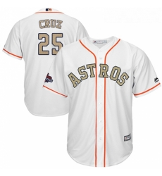 Youth Majestic Houston Astros 25 Jose Cruz Jr Authentic White 2018 Gold Program Cool Base MLB Jersey