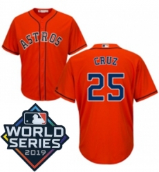 Youth Majestic Houston Astros 25 Jose Cruz Orange Alternate Cool Base Sitched 2019 World Series Patch Jersey