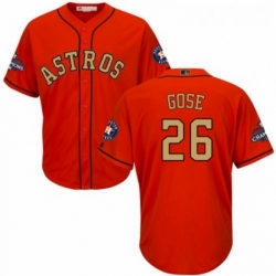 Youth Majestic Houston Astros 26 Anthony Gose Authentic Orange Alternate 2018 Gold Program Cool Base MLB Jersey 