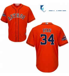 Youth Majestic Houston Astros 34 Nolan Ryan Authentic Orange Alternate 2017 World Series Champions Cool Base MLB Jersey