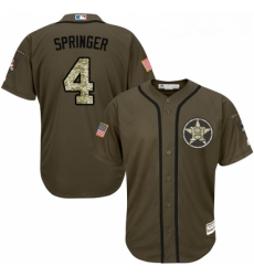 Youth Majestic Houston Astros 4 George Springer Replica Green Salute to Service MLB Jersey