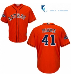 Youth Majestic Houston Astros 41 Brad Peacock Replica Orange Alternate 2017 World Series Champions Cool Base MLB Jersey 