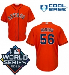 Youth Majestic Houston Astros 56 Hector Rondon Orange Alternate Cool Base Sitched 2019 World Series Patch jersey