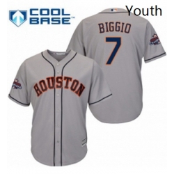 Youth Majestic Houston Astros 7 Craig Biggio Authentic Grey Road 2017 World Series Champions Cool Base MLB Jersey