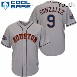 Youth Majestic Houston Astros 9 Marwin Gonzalez Authentic Grey Road 2017 World Series Champions Cool Base MLB Jersey 