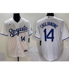 Men Kansas City Royals 14 Jac Caglianone White Flexl Base Stitched Baseball Jersey Men Kansas City Royals 14 Jac Caglianone White Flexl Base Stitched Baseball Jersey