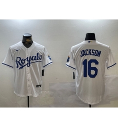 Men Kansas City Royals 16 Bo Jackson White Cool Base Stitched Baseball Jersey