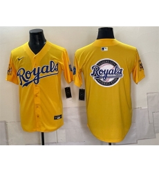 Men Kansas City Royals Team Big Logo Gold Sluggerrr Patch Vapor Limited Stitched Baseball Jersey