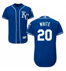 Mens Majestic Kansas City Royals 20 Frank White Royal Blue Alternate Flex Base Collection 2018 World Series Jersey 