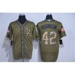 Dodgers 42 Jackie Robinson Olive 2020 Nike Cool Base Jersey