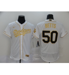 Dodgers 50 Mookie Betts White Gold 2020 Nike Flexbase Jersey