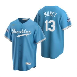 Men Brooklyn Los Angeles Dodgers 13 Max Muncy Light Blue 2020 World Series Champions Cooperstown Collection Jersey