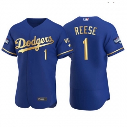 Men Los Angeles Dodgers 1 Pee Wee Reese Men Nike Authentic 2021 Gold Program World Series Champions MLB Jersey Royal