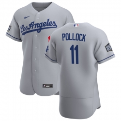 Men Los Angeles Dodgers 11 AJ Pollock Men Nike Gray Road 2020 World Series Bound Flex Base Team MLB Jersey