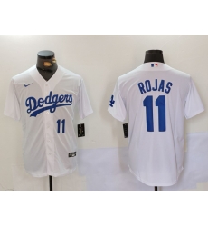 Men Los Angeles Dodgers 11 Miguel Rojas White Cool Base Stitched Baseball Jersey 3