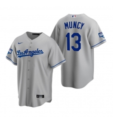 Men Los Angeles Dodgers 13 Max Muncy Gray 2020 World Series Champions Road Replica Jersey