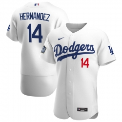 Men Los Angeles Dodgers 14 Enrique Hernandez Men Nike White Home 2020 World Series Bound Flex Base Player MLB Jersey