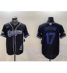 Men Los Angeles Dodgers 17 Shohei Ohtani Black 2024 World Series Champions Limited Stitched Baseball Jersey