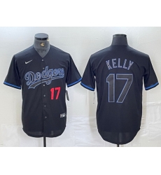 Men Los Angeles Dodgers 17 Shohei Ohtani Black Cool Base Stitched Baseball Jersey  1