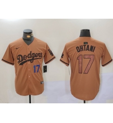 Men Los Angeles Dodgers 17  Shohei Ohtani Brown Cool Base Stitched Baseball Jersey  3