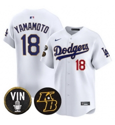 Men Los Angeles Dodgers 18 Yoshinobu Yamamoto White 2026 Vin Kobe Patch Gold Trim Vapor Premier Limited Stitched Baseball Jersey Men Los Angeles Dodgers 18 Yoshinobu Yamamoto White 2026 Vin Kobe Patch Gold Trim Vapor Premier Limited Stitched Baseball Jersey
