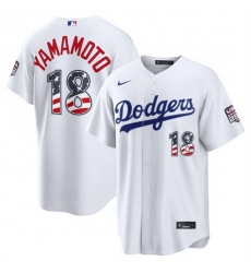 Men Los Angeles Dodgers 18 Yoshinobu Yamamoto White USA 250 Fourth of July Home Stitched Baseball Jersey Men Los Angeles Dodgers 18 Yoshinobu Yamamoto White USA 250 Fourth of July Home Stitched Baseball Jersey