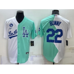 Men Los Angeles Dodgers 22 Bad Bunny 2022 All Star White Green Cool Base Stitched Baseball Jerseyss