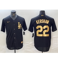 Men Los Angeles Dodgers 22 Clayton Kershaw Black Cool Base Stitched Baseball Jersey