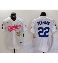 Men Los Angeles Dodgers 22 Clayton Kershaw White Pink Vin  26 Kobe Patch Stitched Baseball Jersey 8